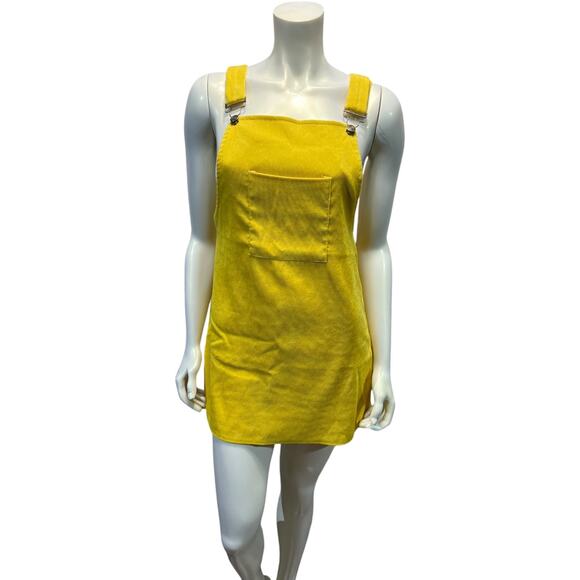 SHEIN Yellow Corduroy Overall Dress Jumper Size M - Picture 13 of 13